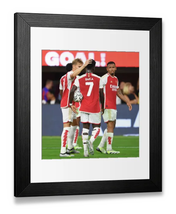 Framed Print : Arsenal Celebrate Second Goal Against FC Barcelona in 2023-24 Pre-Season Friendly Framed Print : Arsenal Celebrate Second Goal Against FC Barcelona in 2023-24 Pre-Season Friendly