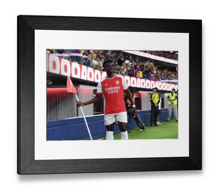 Framed Print : Arsenal's Bukayo Saka Scores First Goal in Arsenal v FC Barcelona Pre-Season Clash at SoFi Stadium (2023) Framed Print : Arsenal's Bukayo Saka Scores First Goal in Arsenal v FC Barcelona Pre-Season Clash at SoFi Stadium (2023)