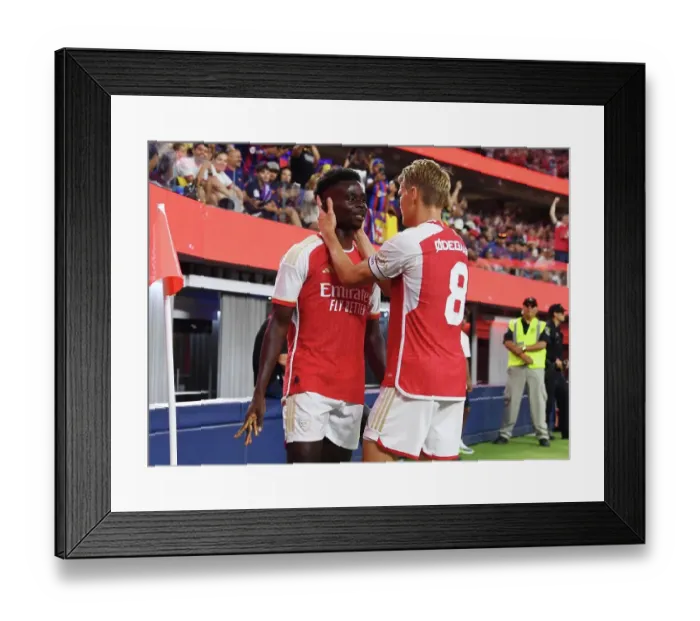 Framed Print : Bukayo Saka Scores First Arsenal Goal Against Barcelona: 2023-24 Pre-Season Victory at SoFi Stadium