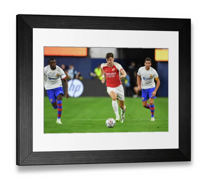 Framed Print : Arsenal vs. FC Barcelona: Tierney's Thrilling Charge Forward at SoFi Stadium (2023)