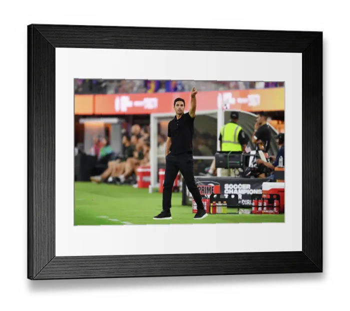 Framed Print : Arsenal's Mikel Arteta: Reaction After Facing FC Barcelona in 2023 Pre-Season Clash at SoFi Stadium