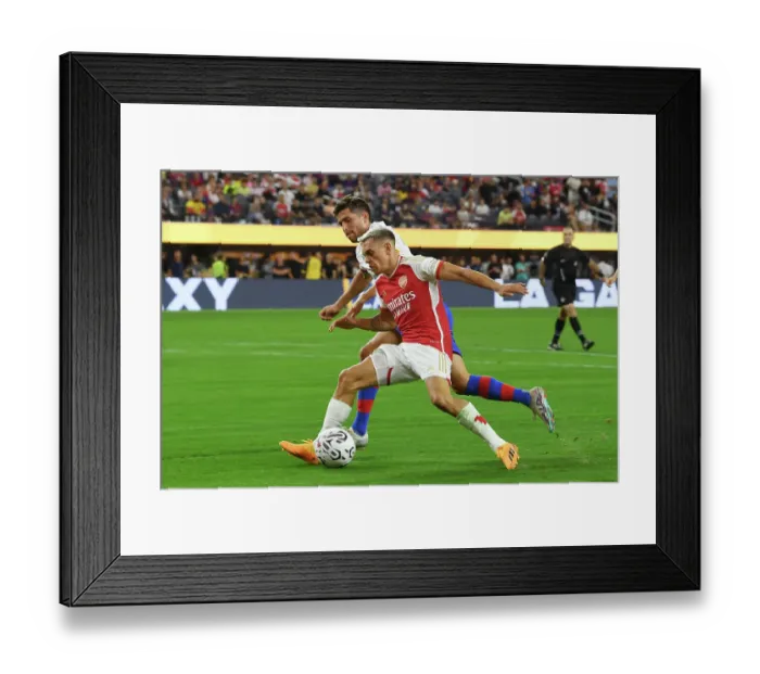 Framed Print : Arsenal vs. FC Barcelona: A Pre-Season Battle for Ball Supremacy at SoFi Stadium, 2023 Framed Print : Arsenal vs. FC Barcelona: A Pre-Season Battle for Ball Supremacy at SoFi Stadium, 2023