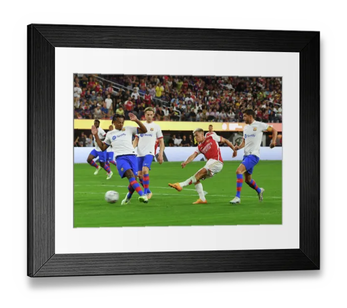 Framed Print : Arsenal vs. FC Barcelona: Trossard Scores in Pre-Season Friendly at SoFi Stadium Framed Print : Arsenal vs. FC Barcelona: Trossard Scores in Pre-Season Friendly at SoFi Stadium