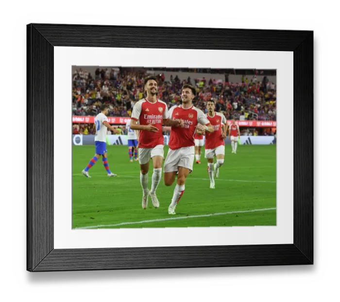 Framed Print : Fabio Vieira's Five-Goal Blitz: Arsenal's Epic Comeback Against FC Barcelona (2023-24 Pre-Season Friendly)