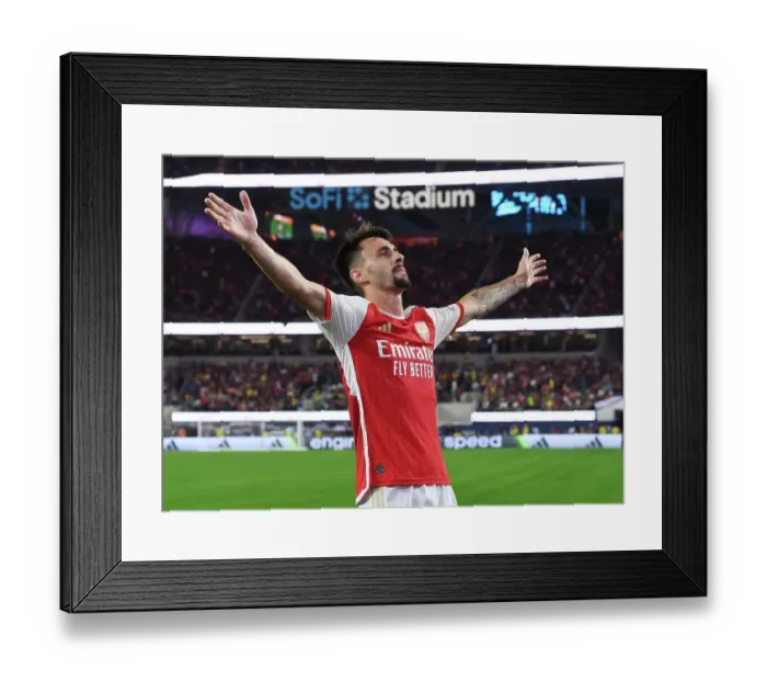 Framed Print : Arsenal's Five-Goal Blitz: Fabio Vieira Celebrates Against FC Barcelona in Pre-Season Friendly Framed Print : Arsenal's Five-Goal Blitz: Fabio Vieira Celebrates Against FC Barcelona in Pre-Season Friendly