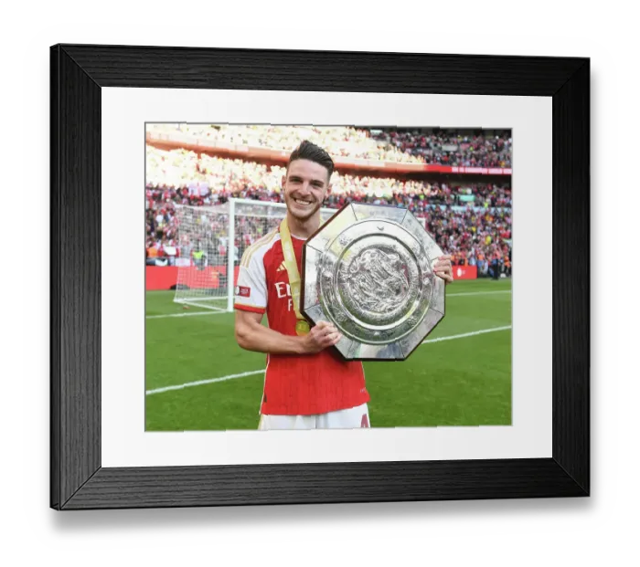 Framed Print : Arsenal's Declan Rice Celebrates at the FA Community Shield: Manchester City vs. Arsenal (2023-24)