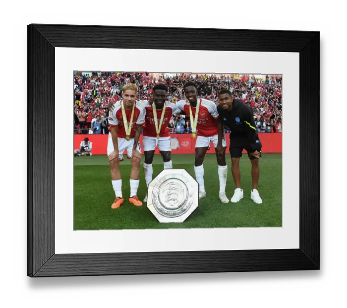 Framed Print : Arsenal's Young Stars Celebrate Community Shield Victory over Manchester City