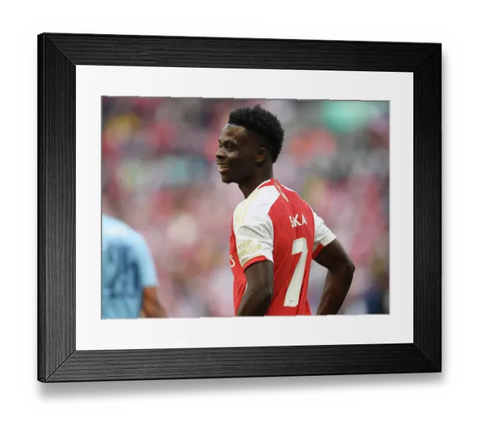 Framed Print : Bukayo Saka in Action: Arsenal vs Manchester City - Community Shield 2023-24