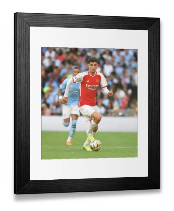 Framed Print : Arsenal's Kai Havertz Faces Manchester City in FA Community Shield Showdown, 2023-24