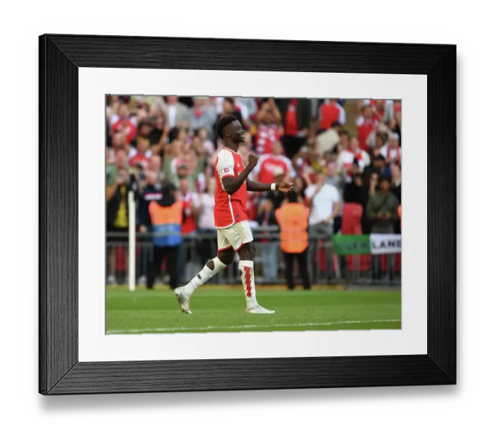 Framed Print : Arsenal's Bukayo Saka Scores Thrilling Penalty to Secure FA Community Shield Victory over Manchester City (2023-24) Framed Print : Arsenal's Bukayo Saka Scores Thrilling Penalty to Secure FA Community Shield Victory over Manchester City (2023-24)