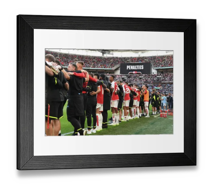 Framed Print : Arsenal vs. Manchester City: Thrilling FA Community Shield Showdown at Wembley (2023-24): Penalty Shootout Drama Framed Print : Arsenal vs. Manchester City: Thrilling FA Community Shield Showdown at Wembley (2023-24): Penalty Shootout Drama
