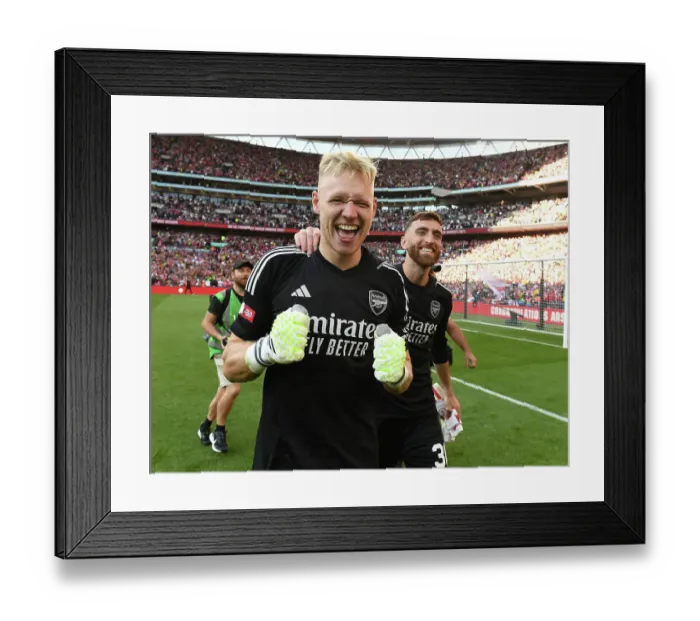 Framed Print : Arsenal's Goalkeepers Celebrate Community Shield Victory over Manchester City Framed Print : Arsenal's Goalkeepers Celebrate Community Shield Victory over Manchester City