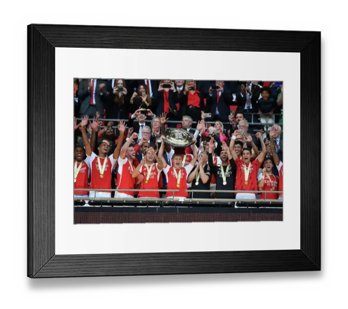 Framed Print : Martin Odegaard's Triumph: Arsenal Claim Community Shield Victory