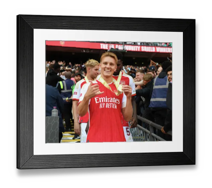 Framed Print : Arsenal's Community Shield Triumph: Martin Odegaard's Glorious Moment