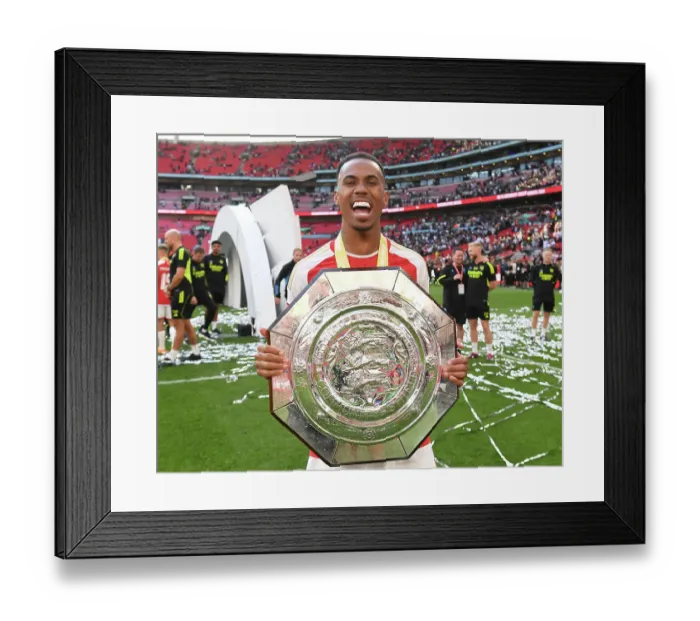 Framed Print : Gabriel's Disappointment: Arsenal's Defender Reacts to FA Community Shield Loss to Manchester City (2023-24) Framed Print : Gabriel's Disappointment: Arsenal's Defender Reacts to FA Community Shield Loss to Manchester City (2023-24)