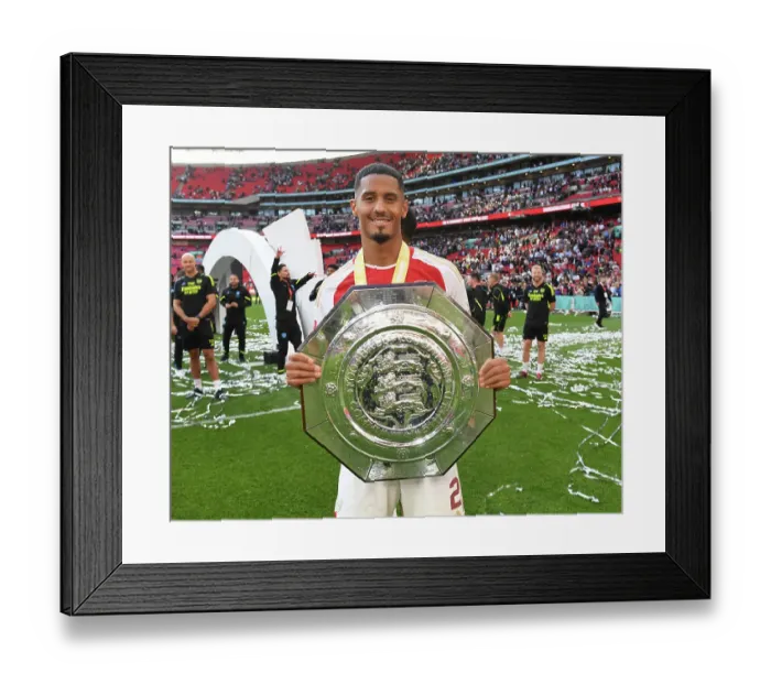Framed Print : Arsenal's William Saliba Reacts After FA Community Shield Loss to Manchester City, 2023-24 Framed Print : Arsenal's William Saliba Reacts After FA Community Shield Loss to Manchester City, 2023-24