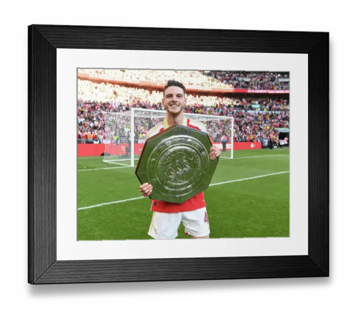 Framed Print : Arsenal Celebrate FA Community Shield Victory over Manchester City with Declan Rice, 2023-24 Framed Print : Arsenal Celebrate FA Community Shield Victory over Manchester City with Declan Rice, 2023-24