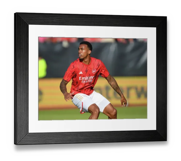 Framed Print : Gabriel Readies for Action: Arsenal vs. FC Nurnberg Pre-Season Friendly, Nuremberg 2023 Framed Print : Gabriel Readies for Action: Arsenal vs. FC Nurnberg Pre-Season Friendly, Nuremberg 2023