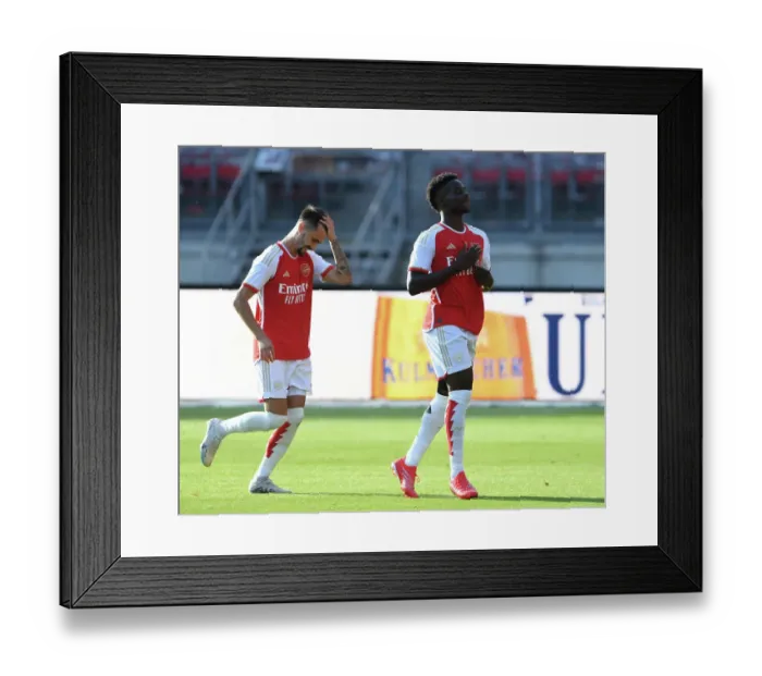 Framed Print : Arsenal's Saka and Vieira: Celebrating a Goal in Nuremberg Friendly (2023) Framed Print : Arsenal's Saka and Vieira: Celebrating a Goal in Nuremberg Friendly (2023)