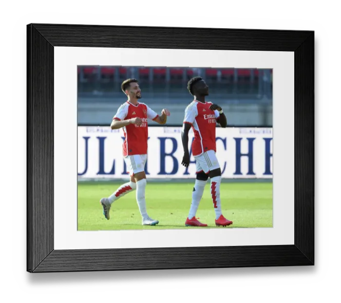 Framed Print : Arsenal's Saka and Vieira: United in Victory - Nuremberg Friendly, 2023