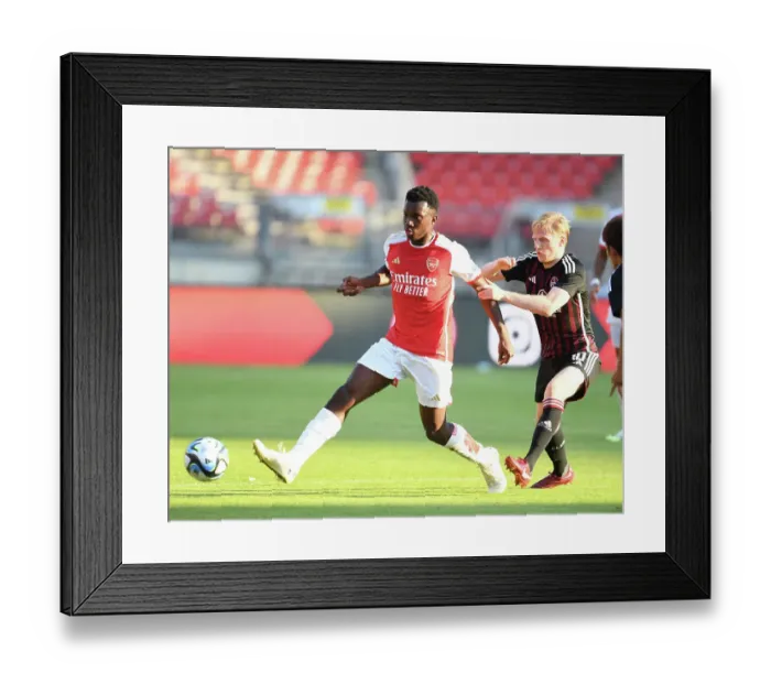 Framed Print : Arsenal's Eddie Nketiah Steals the Show in Pre-Season Victory Over Nuremberg, 2023
