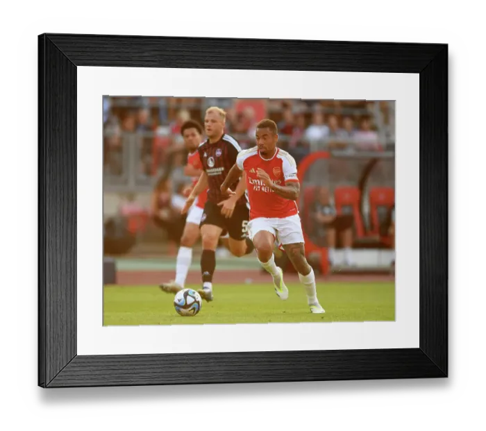Framed Print : Gabriel Jesus in Action: Arsenal vs. FC Nurnberg Pre-Season Friendly, Nuremberg 2023