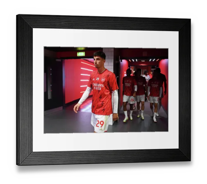 Framed Print : Arsenal's Kai Havertz Warming Up Ahead of Arsenal v Nottingham Forest (2023-24)