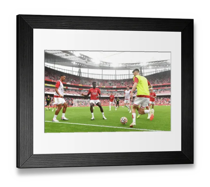 Framed Print : Arsenal FC: Saliba and Saka Warm Up Ahead of Arsenal v Nottingham Forest (2023-24) Framed Print : Arsenal FC: Saliba and Saka Warm Up Ahead of Arsenal v Nottingham Forest (2023-24)