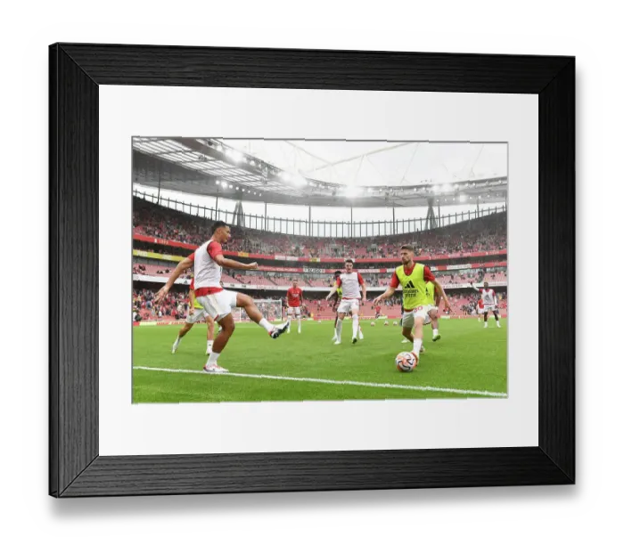Framed Print : Arsenal FC: Saliba and Jorginho Warm Up Ahead of Arsenal v Nottingham Forest (2023-24) Framed Print : Arsenal FC: Saliba and Jorginho Warm Up Ahead of Arsenal v Nottingham Forest (2023-24)