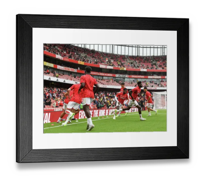 Framed Print : Arsenal FC: Eddie Nketiah and Thomas Partey Warm Up Ahead of Arsenal v Nottingham Forest (2023-24)