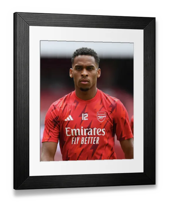 Framed Print : Arsenal's Jurrien Timber: Ready for Battle against Nottingham Forest (2023-24)