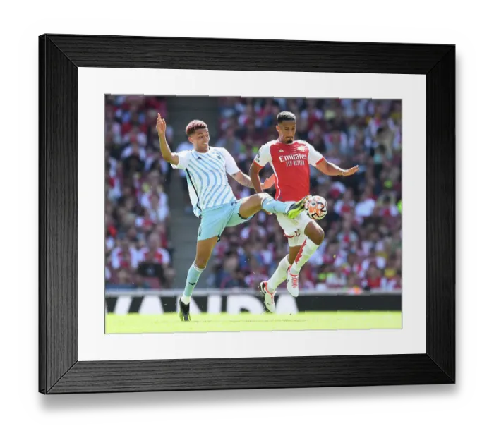 Framed Print : Arsenal vs. Nottingham Forest: Saliba's Challenge in the 2023-24 Premier League Clash Framed Print : Arsenal vs. Nottingham Forest: Saliba's Challenge in the 2023-24 Premier League Clash