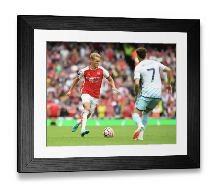 Framed Print : Arsenal Kicks Off 2023-24 Premier League with Martin Odegaard's Brace vs. Nottingham Forest