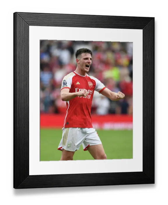Framed Print : Arsenal's Declan Rice Celebrates after Winning Against Nottingham Forest (2023-24)