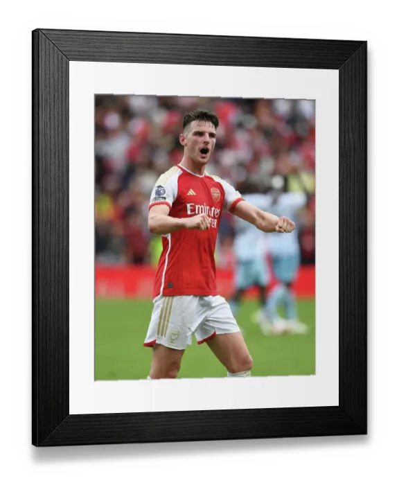 Framed Print : Arsenal's Declan Rice: Celebrating Premier League Victory Over Nottingham Forest (2023-24)