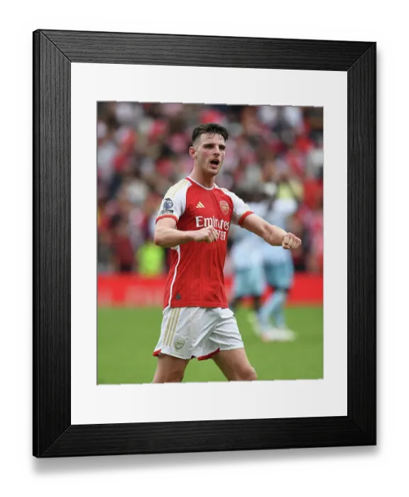 Framed Print : Arsenal's Declan Rice: Celebrating Premier League Victory Over Nottingham Forest (2023-24)