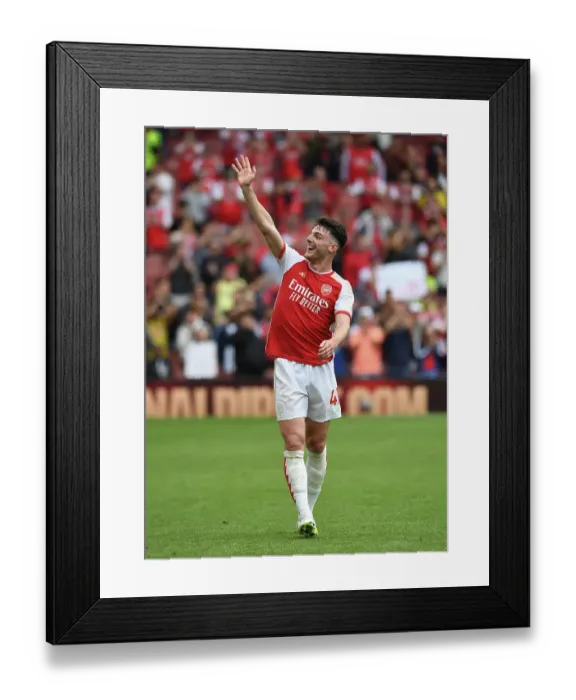 Framed Print : Arsenal's Declan Rice: Celebrating Premier League Victory Over Nottingham Forest (2023-24)