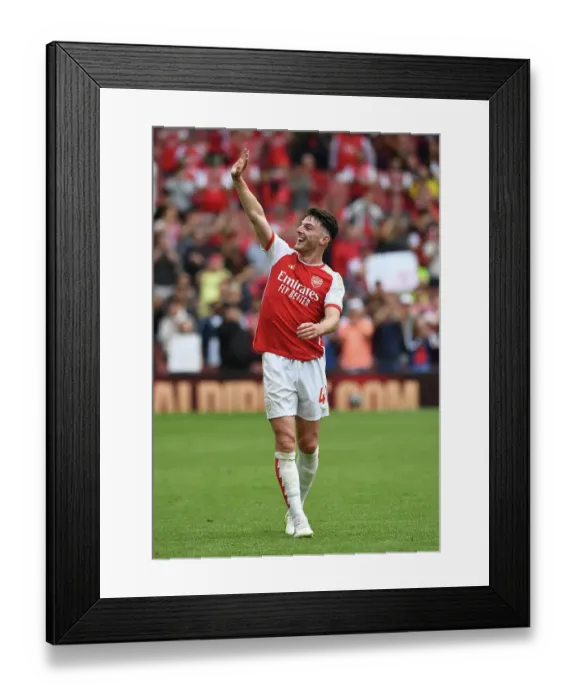 Framed Print : Arsenal's Declan Rice Celebrates at Emirates Stadium: Arsenal FC vs Nottingham Forest, Premier League 2023-24