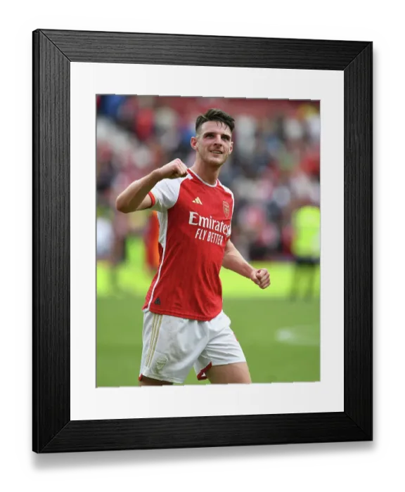 Framed Print : Arsenal's Declan Rice Celebrates after Win against Nottingham Forest (2023-24) Framed Print : Arsenal's Declan Rice Celebrates after Win against Nottingham Forest (2023-24)