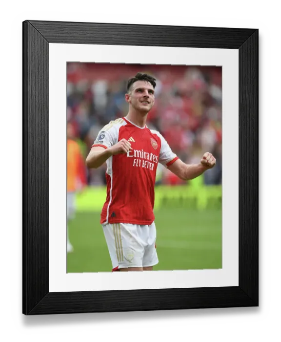 Framed Print : Arsenal's Declan Rice: Celebrating Premier League Victory Over Nottingham Forest (2023-24) Framed Print : Arsenal's Declan Rice: Celebrating Premier League Victory Over Nottingham Forest (2023-24)