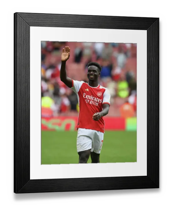 Framed Print : Arsenal's Bukayo Saka Celebrates Victory Over Nottingham Forest in 2023-24 Premier League Framed Print : Arsenal's Bukayo Saka Celebrates Victory Over Nottingham Forest in 2023-24 Premier League