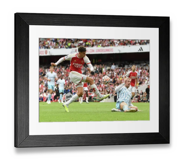 Framed Print : Arsenal vs. Nottingham Forest: Kai Havertz's Shot Blocked by Joe Worrall in 2023-24 Premier League Clash Framed Print : Arsenal vs. Nottingham Forest: Kai Havertz's Shot Blocked by Joe Worrall in 2023-24 Premier League Clash