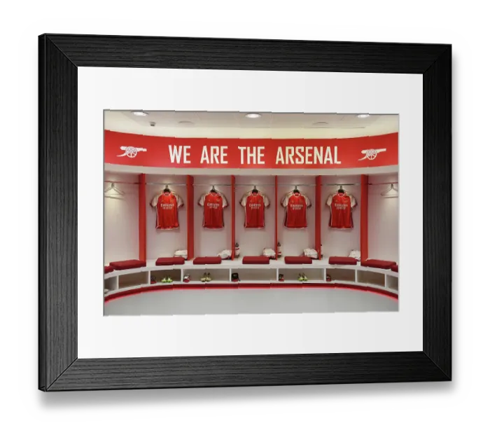 Framed Print : Arsenal Dressing Room: Pre-Match Focus vs. Nottingham Forest (2023-24)