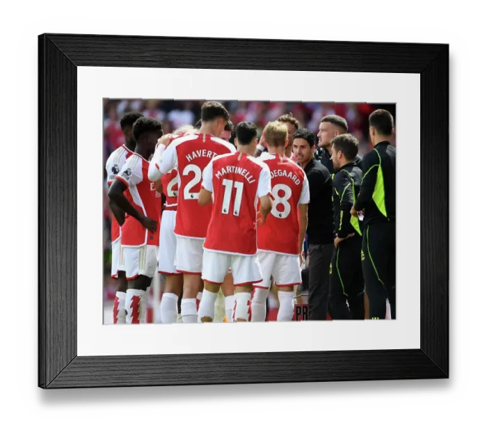 Framed Print : Arsenal Manager Mikel Arteta Rallies Team During Arsenal v Nottingham Forest Premier League Match, 2023-24