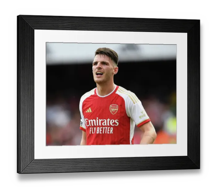 Framed Print : Declan Rice's Emotional Moment: Arsenal's Battle Against Nottingham Forest, 2023-24