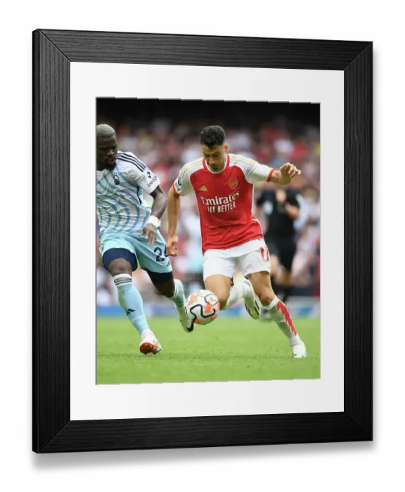 Framed Print : Martinelli's Debut: Arsenal Kicks Off 2023-24 Premier League Season with Win against Nottingham Forest