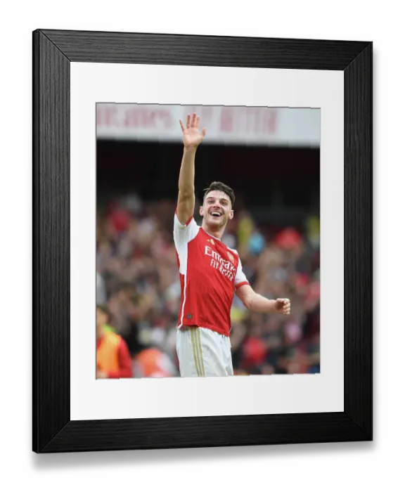 Framed Print : Arsenal's Declan Rice Celebrates with Fans after Victory over Nottingham Forest (2023-24) Framed Print : Arsenal's Declan Rice Celebrates with Fans after Victory over Nottingham Forest (2023-24)