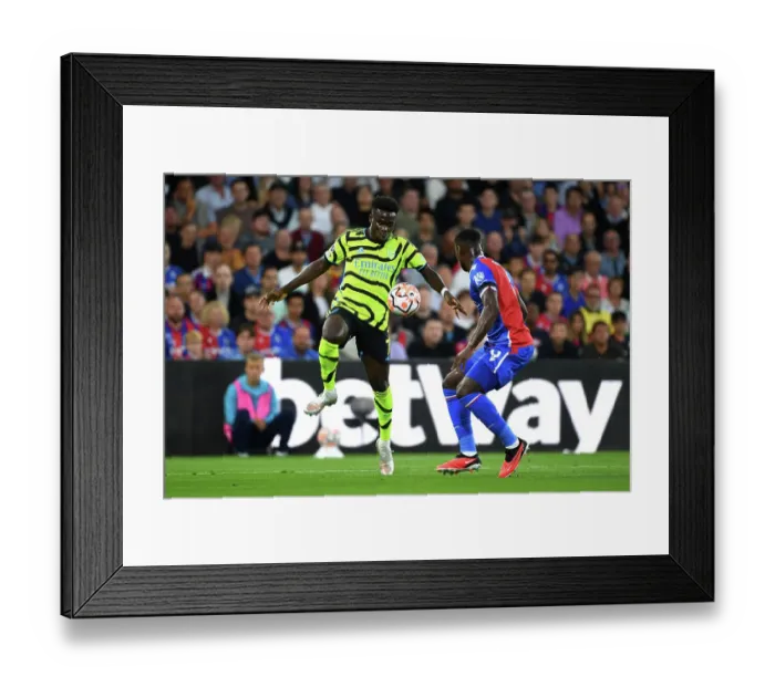 Framed Print : Saka Under Pressure: Crystal Palace vs. Arsenal, Premier League 2023-24 Framed Print : Saka Under Pressure: Crystal Palace vs. Arsenal, Premier League 2023-24