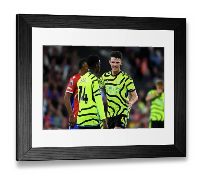 Framed Print : Arsenal's Rice and Nketiah in Deep Conversation during Crystal Palace Clash (2023-24)