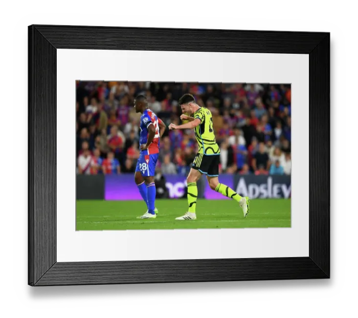 Framed Print : Arsenal Secures Hard-Fought Victory Over Crystal Palace in 2023-24 Premier League: Declan Rice Leads the Celebrations